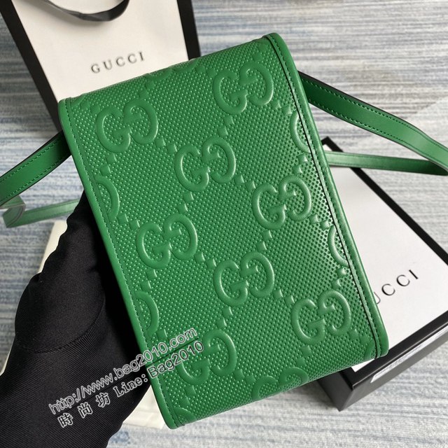 Gucci新款包包 古馳小斜挎包 Gucci迷你手機袋 625571綠皮  ydg3045